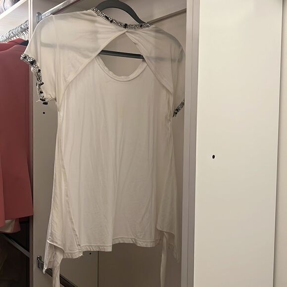 Open back white top with jewels twin set Simona barbieri womens small - Picture 2 of 4
